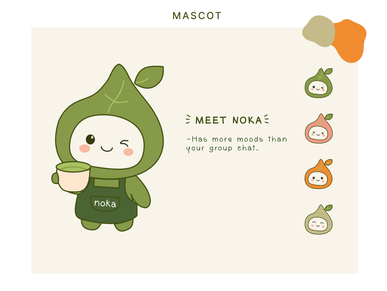 Noka mascot with mood variations
